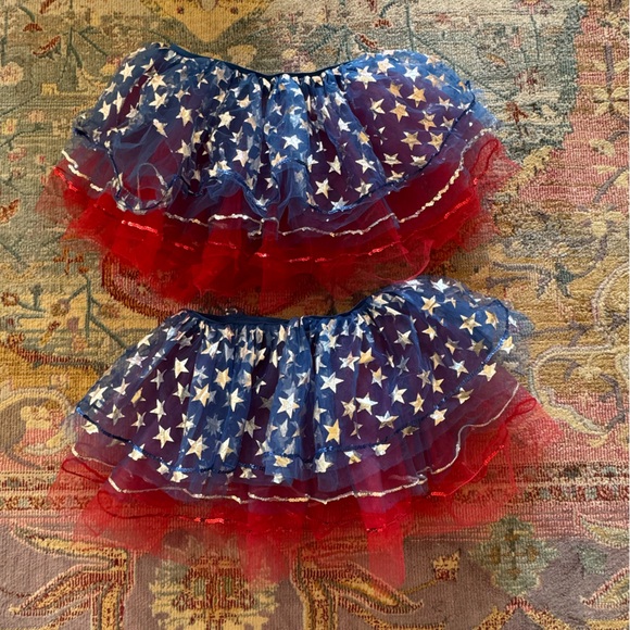 American Stars Red Blue Tulle Skirt TUTU --Set of 2 Patriotic - Picture 1 of 3